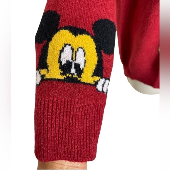 Disney Mickey Mouse Crew Pullover Sweater Size SM Pluto Long Sleeve Unisex - Picture 2 of 6